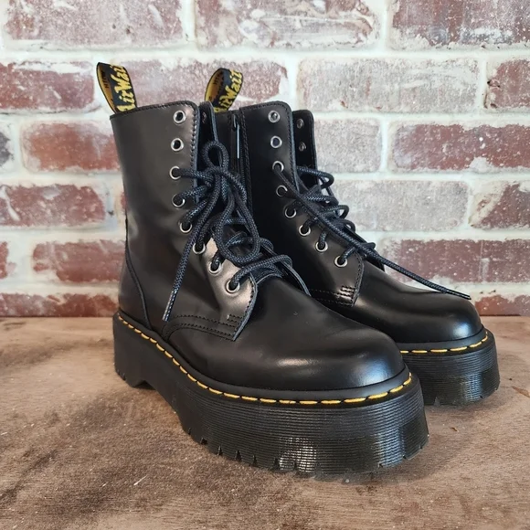 Dr. Martens Black Jadon Platform Boot 8 - Picture 3 of 12